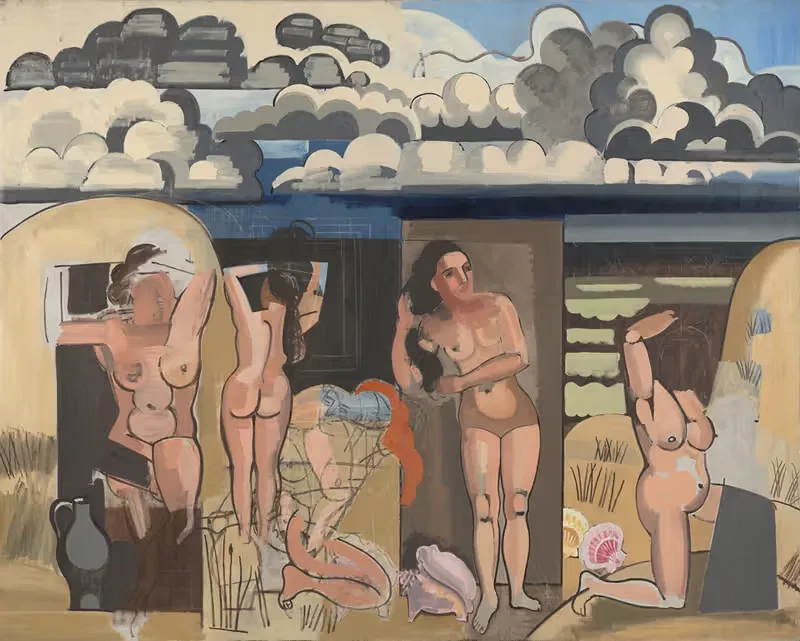 Пляжный пейзаж с купальщицами by Жан Бруссельманс, 1935 — digital art print download