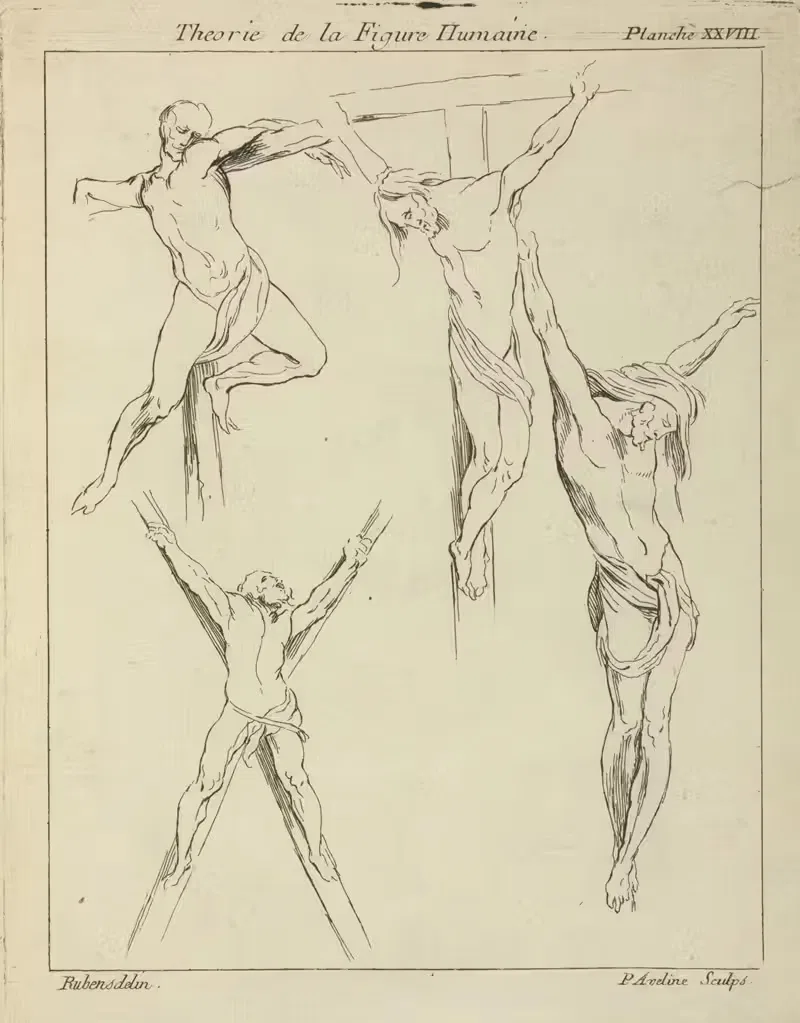 Four studies of crucified figures — Peter Paul Rubens