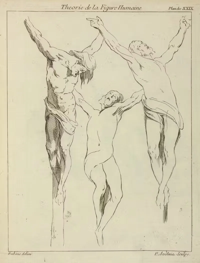 Three studies of crucified figures — Peter Paul Rubens