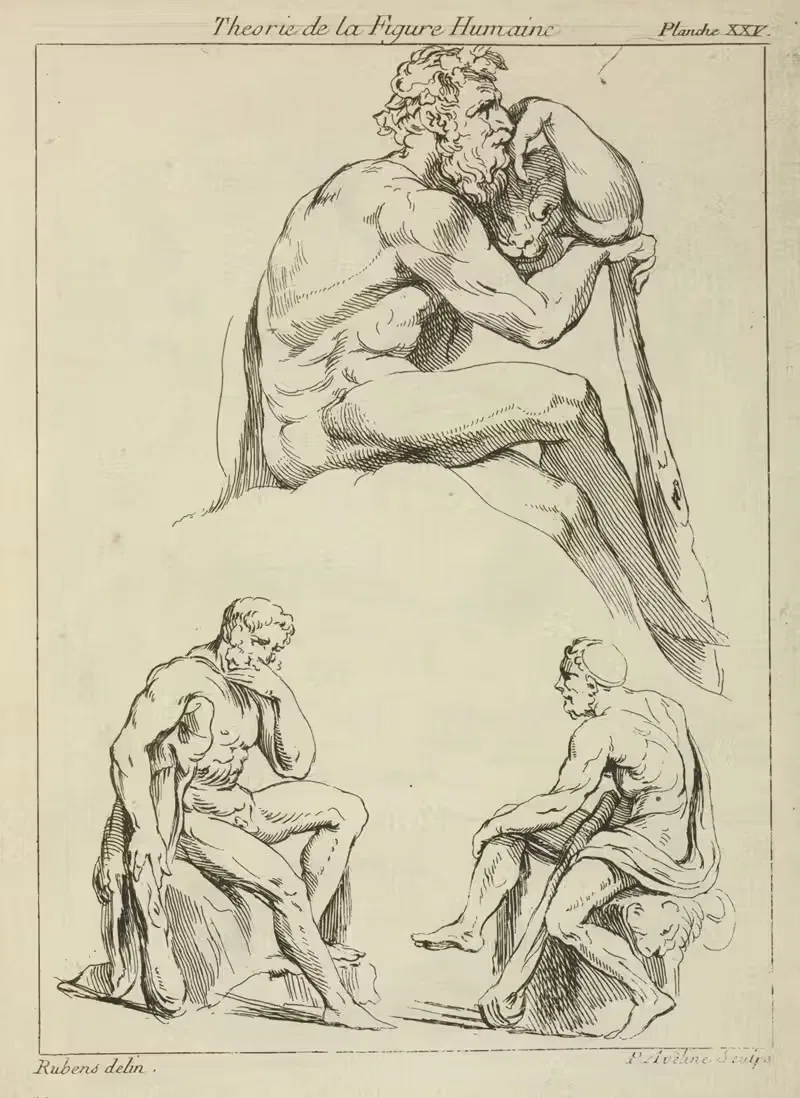 Three studies of seated male figures — Peter Paul Rubens