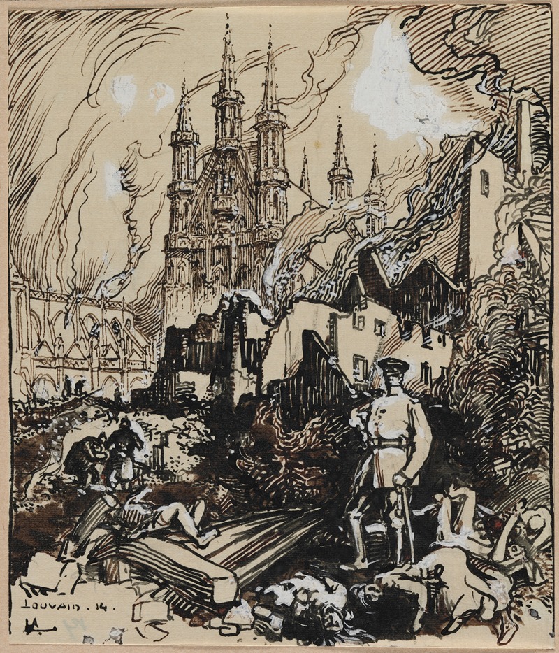 Louvain by Auguste Louis Lepère, 1914 — digital art print download