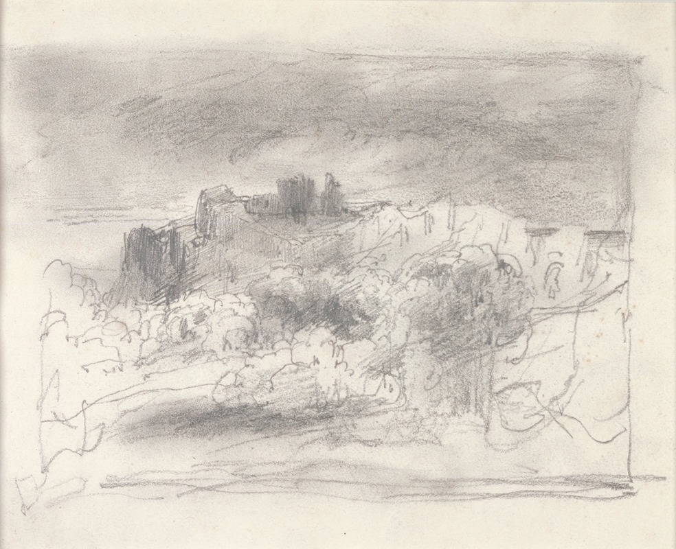 Ruined Castle on a Cliff by Теодор Руссо, 1834 — digital art print download
