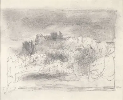 Ruined Castle on a Cliff by Теодор Руссо, 1834 — digital art print download