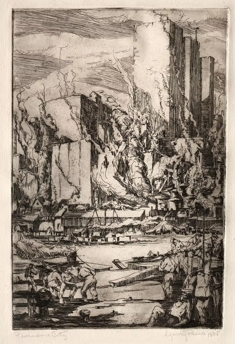 River and City by Elbridge Gerry Peirce, 1925 — digital art print download
