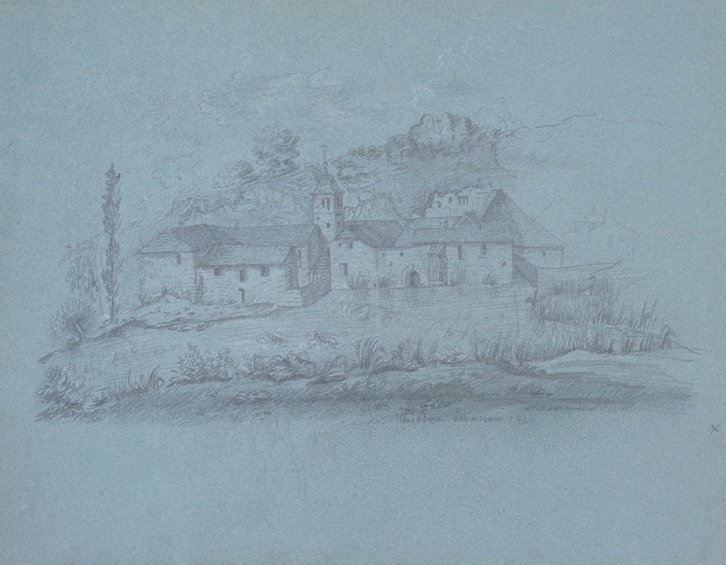Village in a Landscape by Теодор Руссо, 1825 — digital art print download