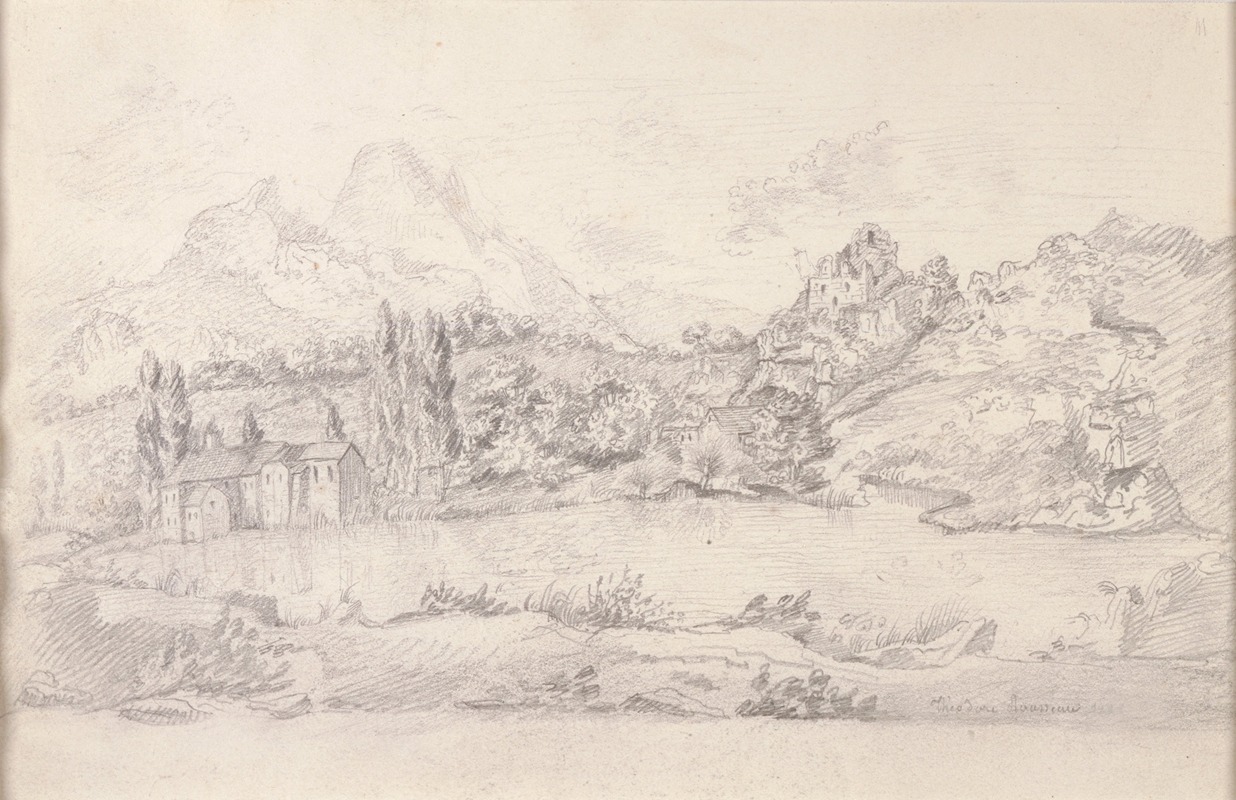 Village in a Mountainous Landscape — Théodore Rousseau