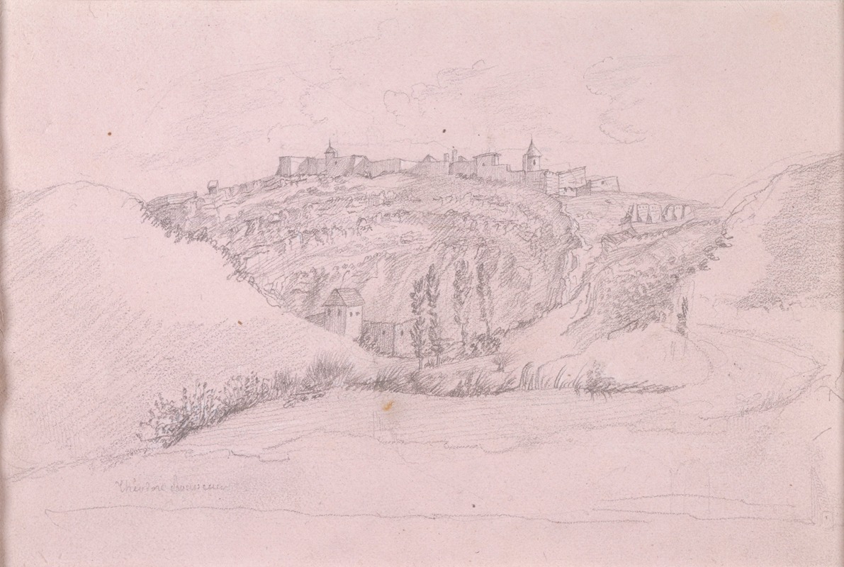Village on a Hilltop by Теодор Руссо, 1825 — digital art print download