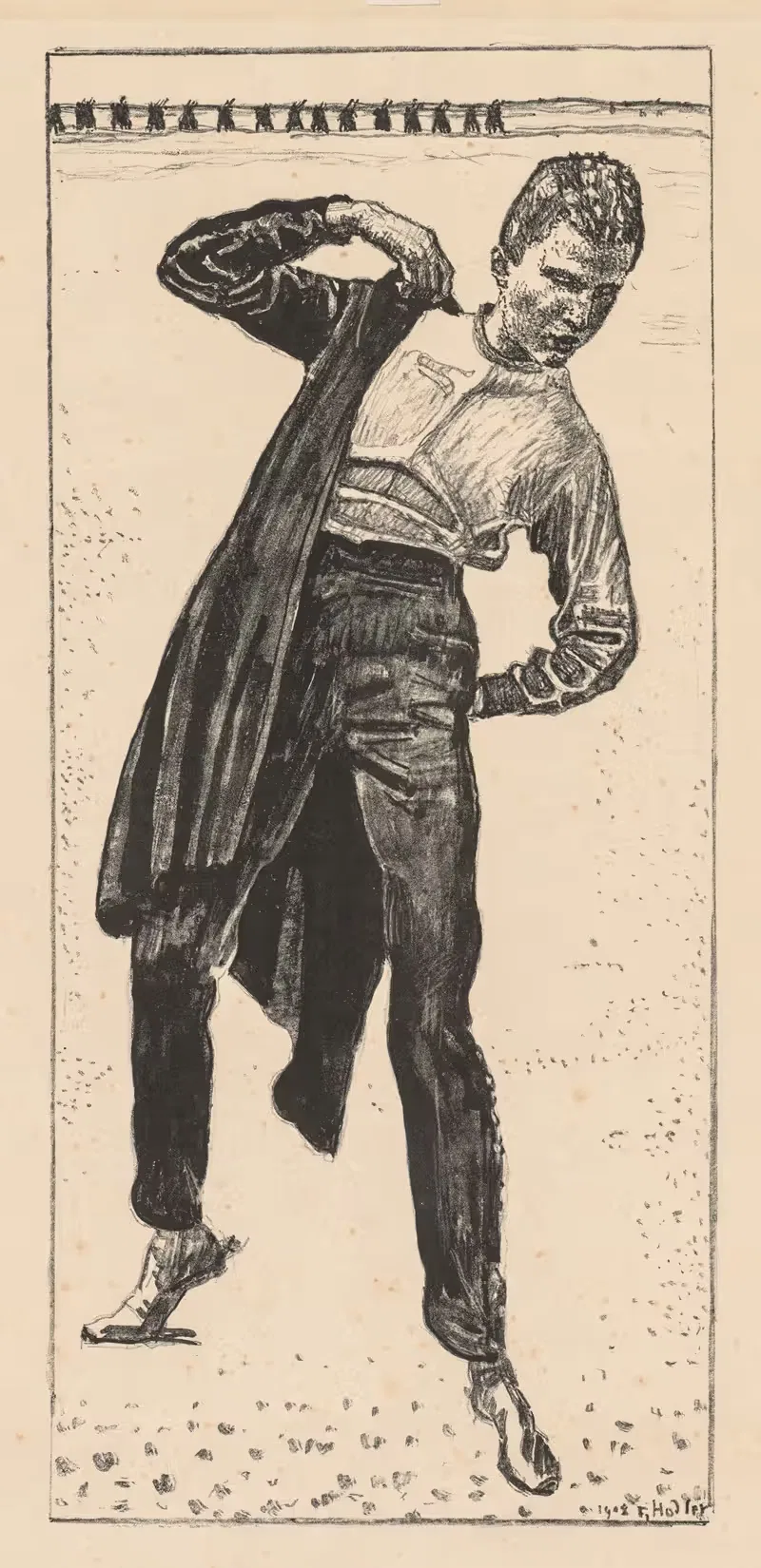 Студент, надевающий пальто by Фердинанд Ходлер, 1908 — digital art print download