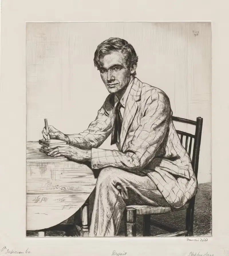 Stephen Bone Cutting a Wood Block by Francis Dodd, 1928 — digital art print download