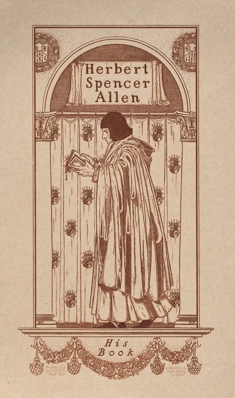 Герберт Спенсер Аллен, его книга с надписью by Фредерик Гаррисон Холл, 1903 — digital art print download