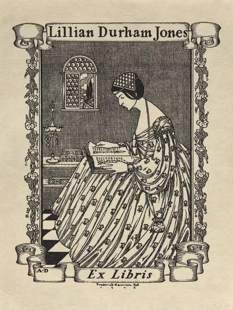 Лилиан Дурем Джонс, экслибрис с надписью by Фредерик Гаррисон Холл — digital art print download