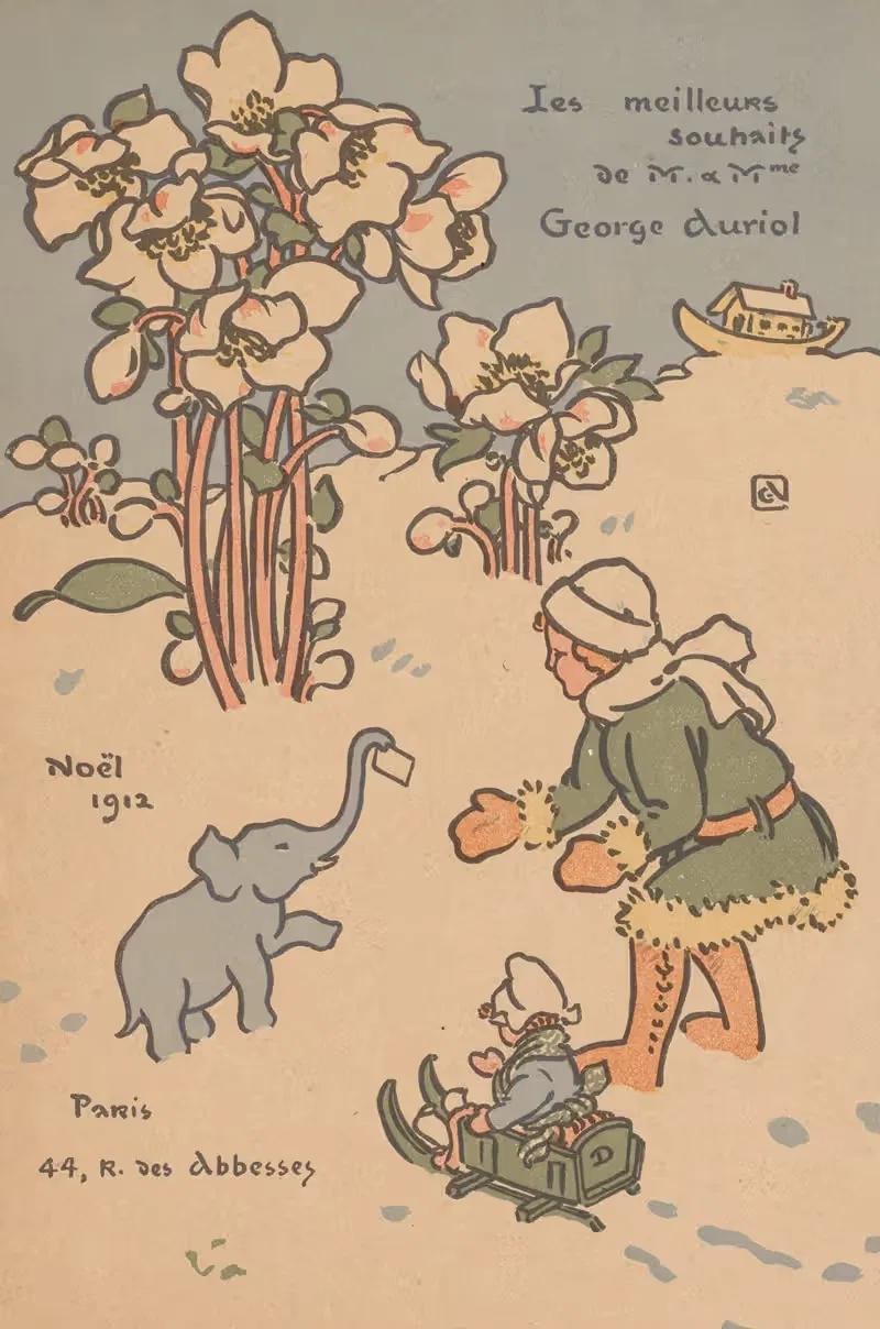 Рождество (праздничная открытка) by Жорж Ориоль, 1912 — digital art print download