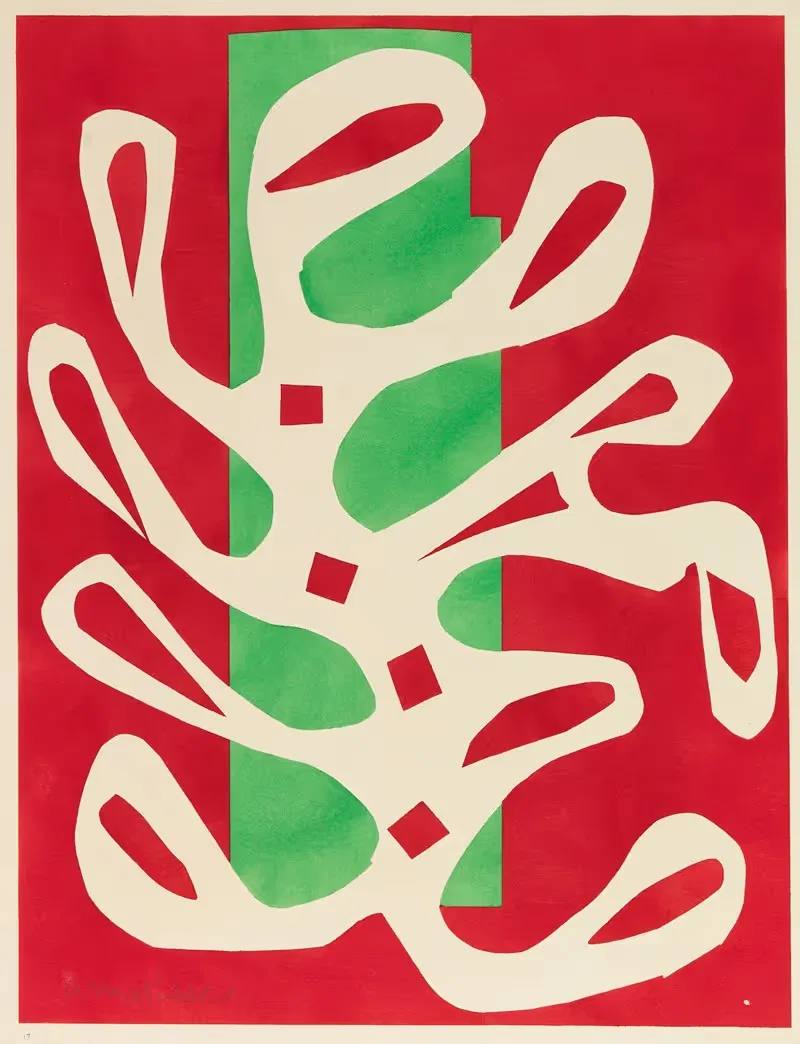 Белая водоросль на красном и зеленом фоне by Анри Матисс, 1947 — digital art print download