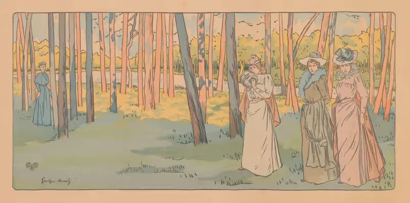 Прогулка по лесу by Жорж Ориоль, c. 1900 — digital art print download