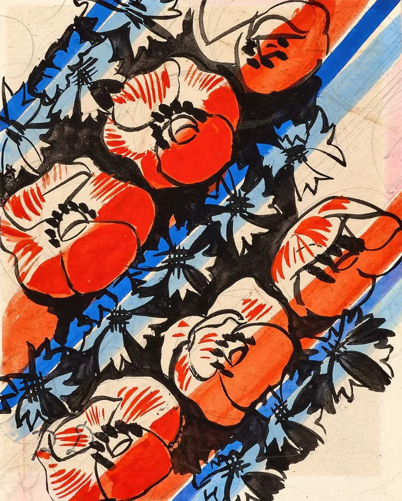 Coquelicots et bleuets sur fond noir — Raoul Dufy