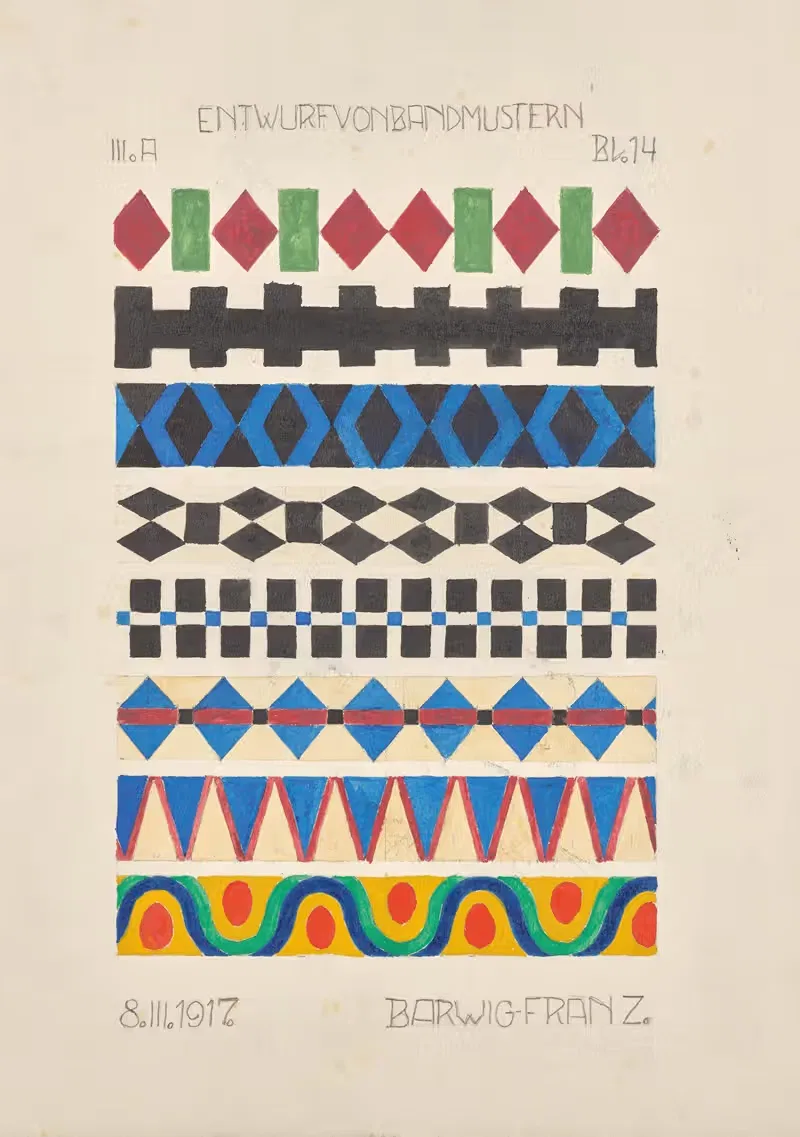 Эскиз узоров ленты by Франц Барвиг Старший, 1917 — digital art print download