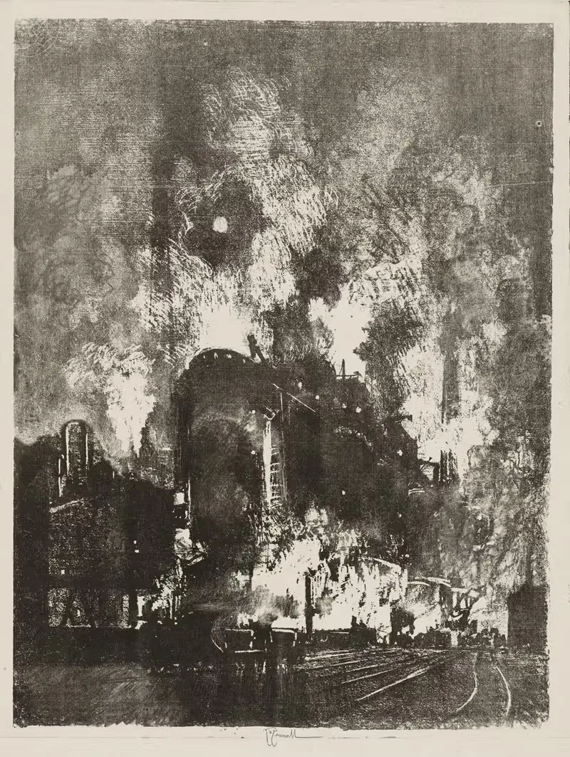 Furnaces at Night. Печи ночью by Джозеф Пеннел, 1916 — digital art print download
