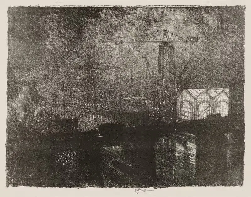 Магазины ночью, смена смен by Джозеф Пеннел, 1916 — digital art print download
