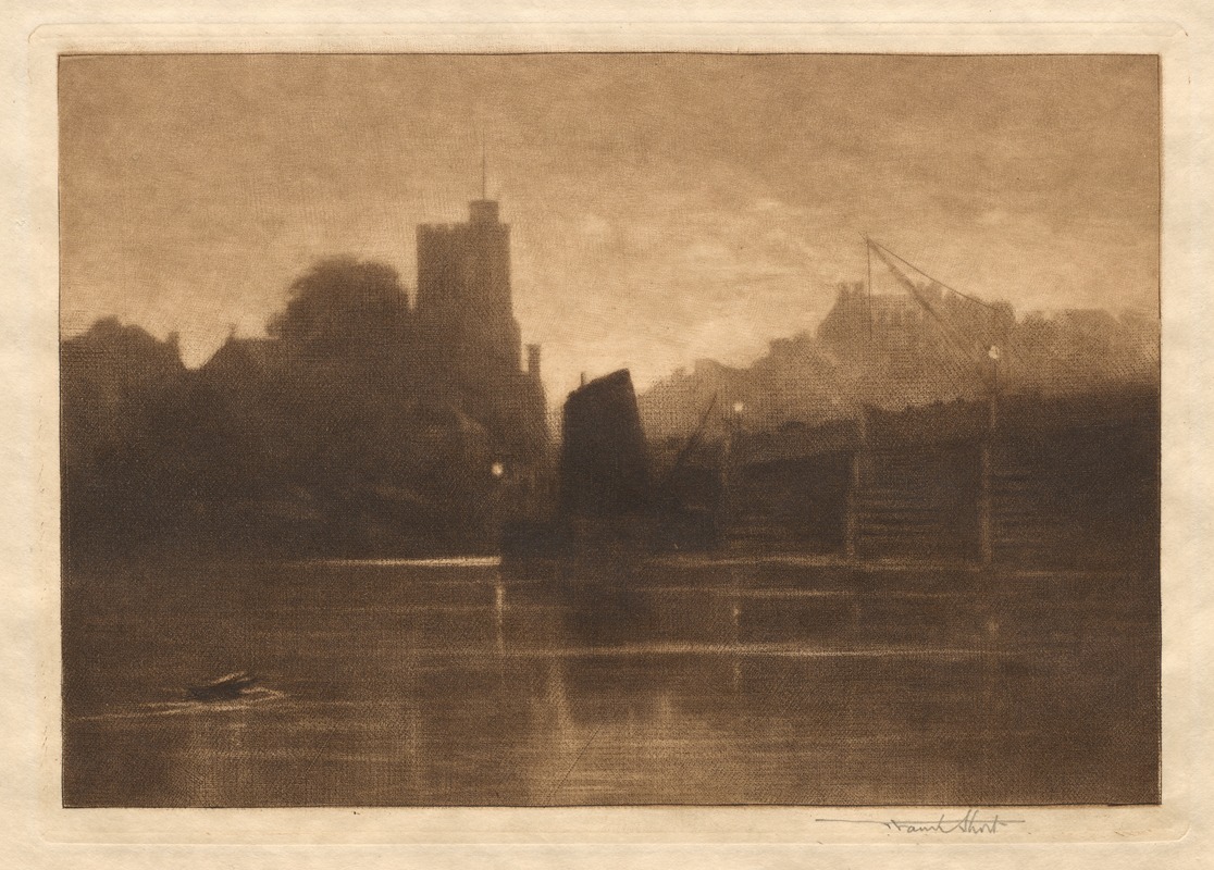 Ebb Tide, Putney Bridge by Sir Frank Short, 1885 — digital art print download