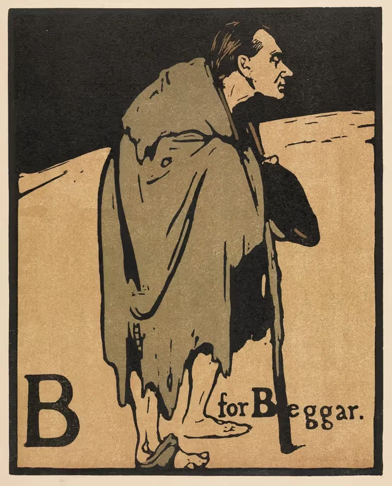 Алфавит; Б — это нищий by Уильям Николсон, 1897 — digital art print download