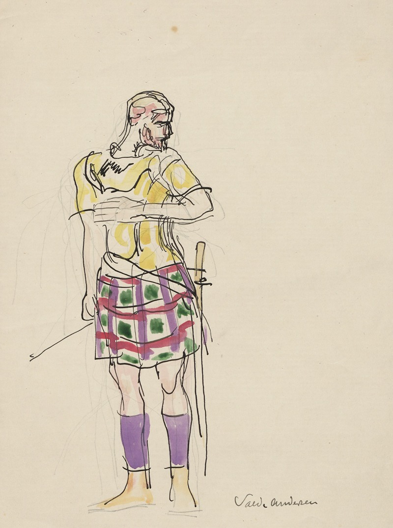 Man wearing a kilt by Вальдемар Андерсен, 1895-1928 — digital art print download