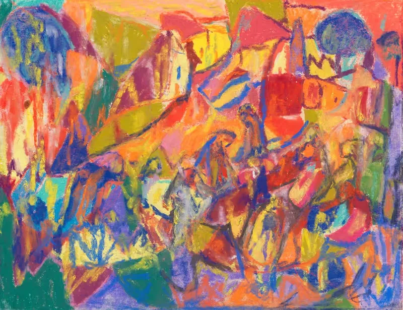 Композиция с пейзажем и группой фигур by Адольф Хёльцель, 1930-1934 — digital art print download