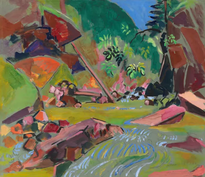 Waldbach mit Felsen by Oskar Moll, 1920 — digital art print download
