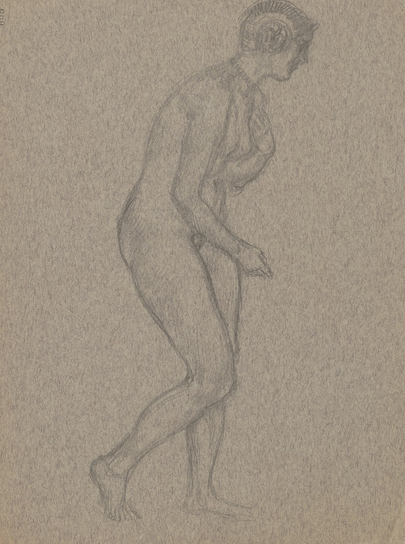 Naked woman, standing bent forward. — Valdemar Andersen