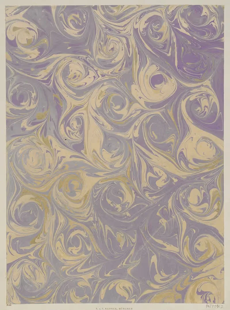Marmorpapier (mit schneckenähnlichen Motiven) — A. u. P. Renner