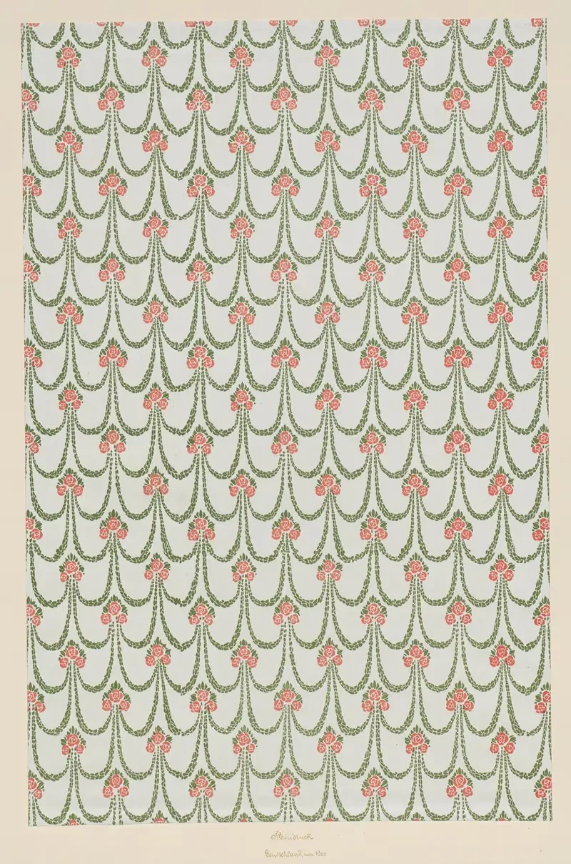Lithografiertes Papier (florales Flächenmuster) — Aktiengesellschaft für Buntpapier u. Leimfabrikation (Aschaffenburg)