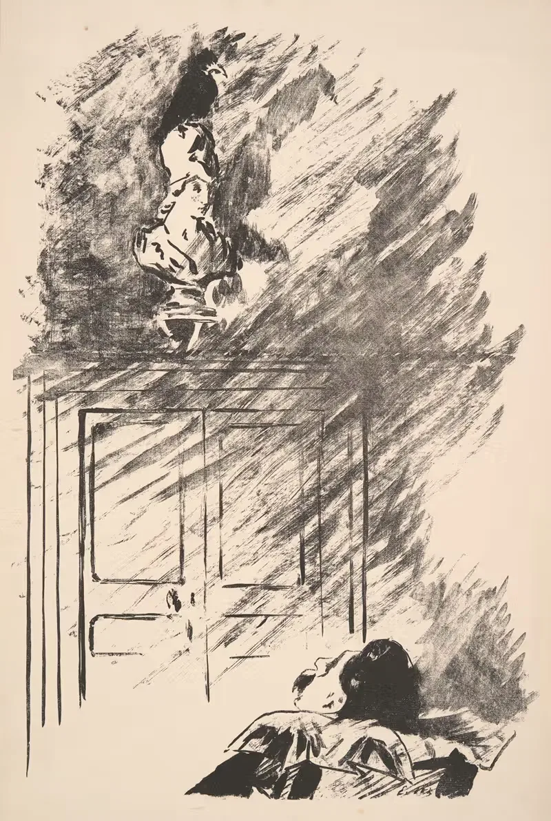 Perched upon a Bust of Pallas — Édouard Manet