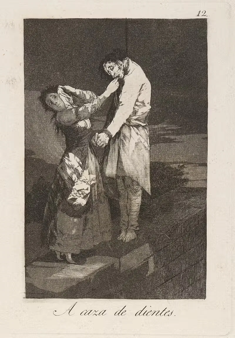 A caza de dientes. (Out hunting for teeth.) — Francisco de Goya