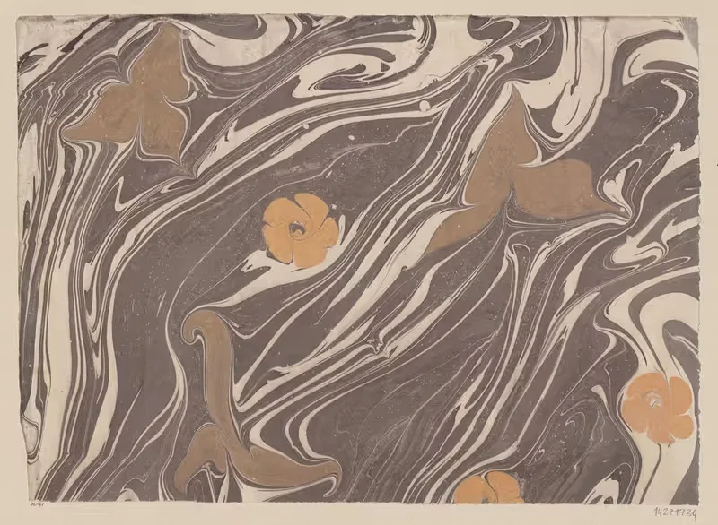 Marmorpapier (mit floralen Motiven) — Anker Kyster