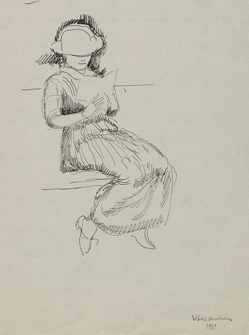 Seated woman reading a book. — Вальдемар Андерсен
