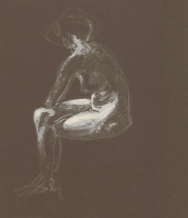 Seated woman, seen from the side. — Valdemar Andersen