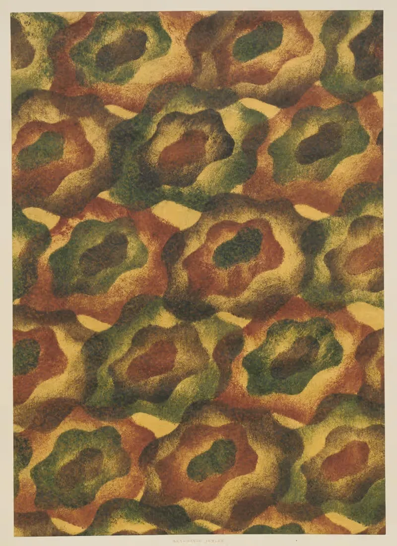 Schabloniertes Papier (Schablonenwischpapier) — Annemarie Irmler