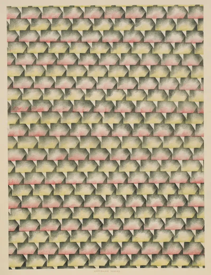 Schabloniertes Papier (Schablonenwischpapier) — Annemarie Irmler