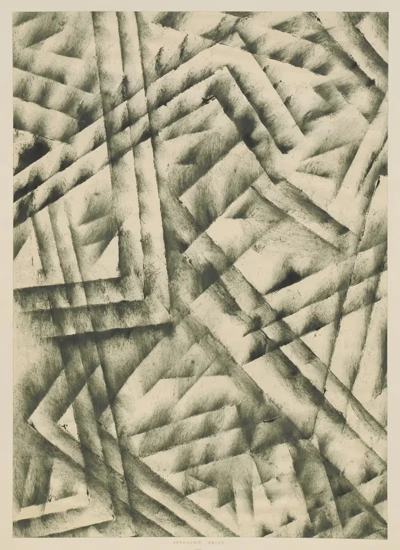 Schabloniertes Papier (Schablonenwischpapier) — Annemarie Irmler