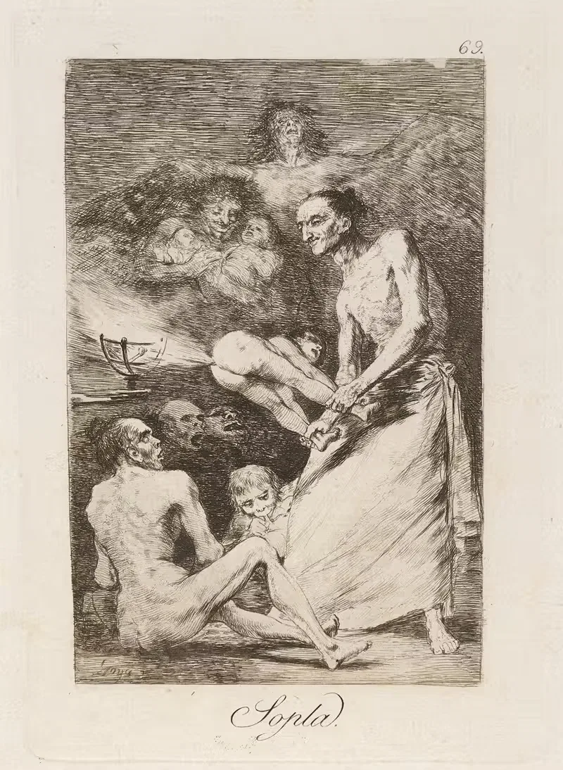 Sopla. (Blow.) by Francisco de Goya, 1796-1797 — digital art print download