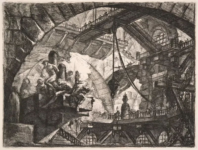 Узники на выступающей платформе by Джованни Баттиста Пиранези, 1761 — digital art print download