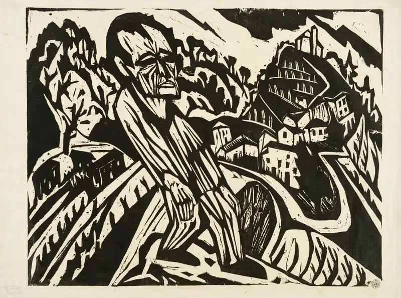 Фигура в пейзаже (Автопортрет) by Герман Шерер, 1926 — digital art print download
