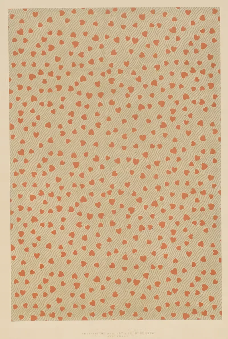 Lithografiertes Papier (Flächenmuster mit Herzen) — Emil Hochdanz Co.