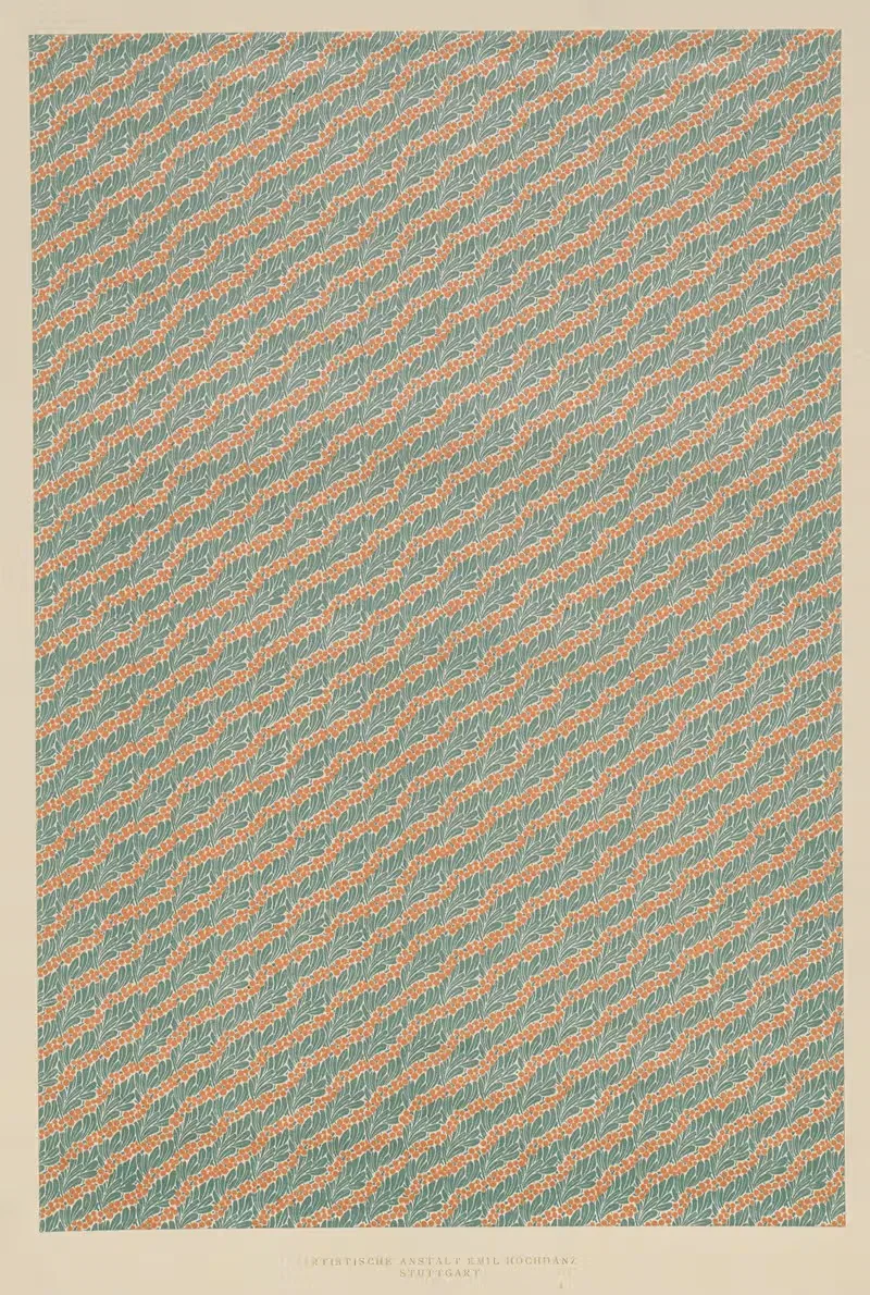 Lithografiertes Papier (florales Flächenmuster) — Emil Hochdanz Co.