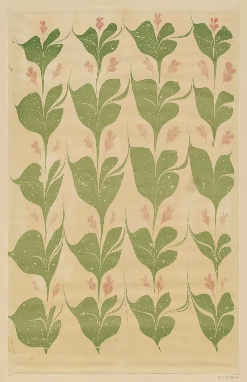 Marmorpapier (florales Motiv) — Eduard Gabelsberger