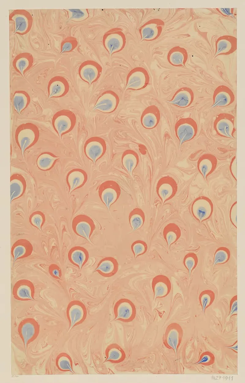 Marmorpapier (mit Pfauenfeder-Motiven) — Eduard Gabelsberger