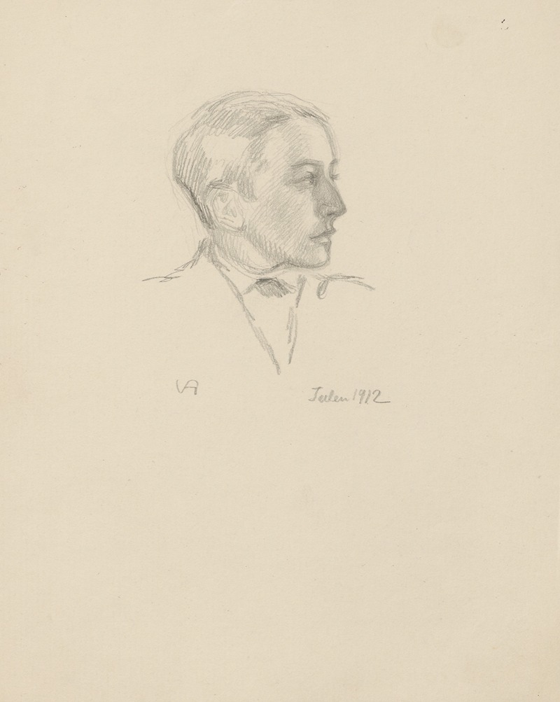 Young man in profile. by Вальдемар Андерсен, 1912 — digital art print download