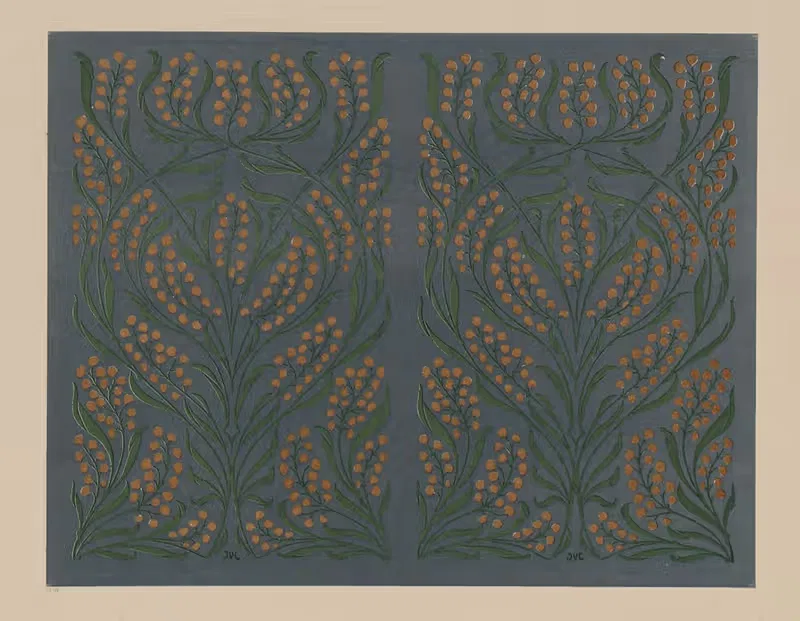 Lithografiertes Papier (Blätterzweige mit Beeren) — Johann Vincenz Cissarz
