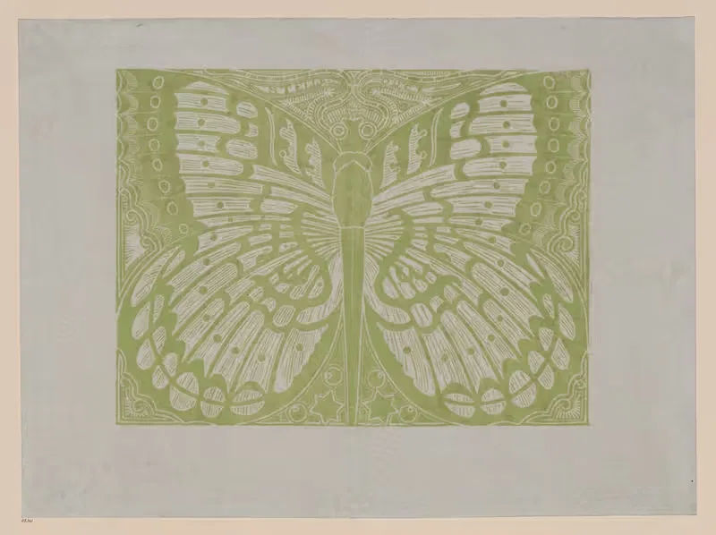 Linolschnitt als Vorsatz (Schmetterling) — Johannes Aarnout Loebèr