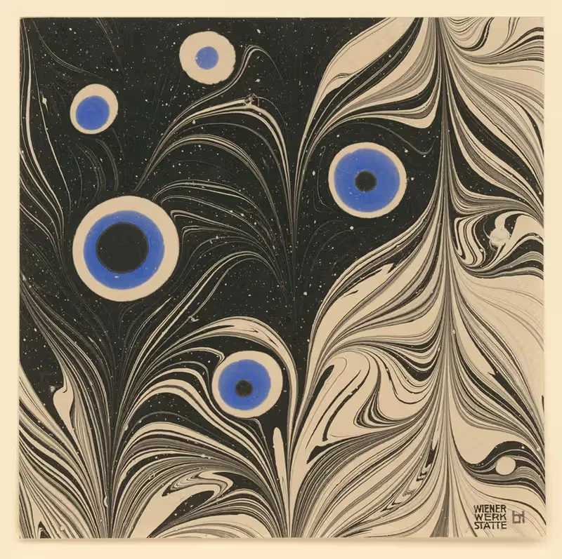 Marmorpapier (Pfauenfederornament) — Josef Hoffmann