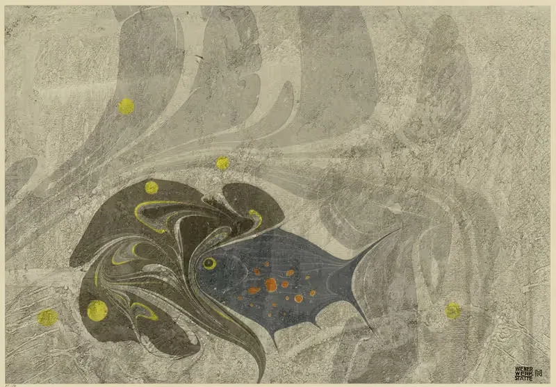 Marmorpapier (mit Fischmotiv) — Koloman Moser